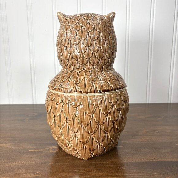 Vintage Owl Cookie Jar Retro Pottery Kitchen Canister Wise Owl Teacher - Picture 4 of 16